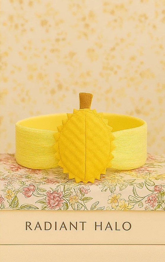 Charming Yellow Durian Baby Headband with Detailed Plush Design