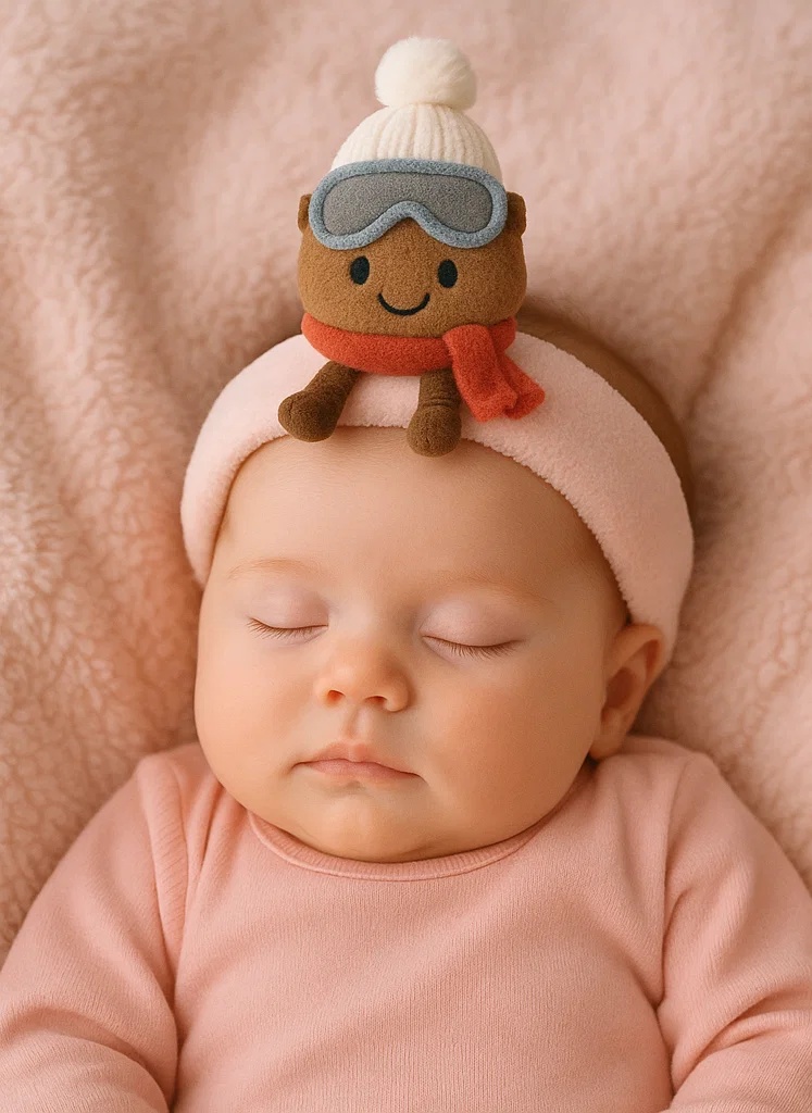 Gorro de invierno con gafas de esquí y banda de cabeza con forma de nuez para bebé