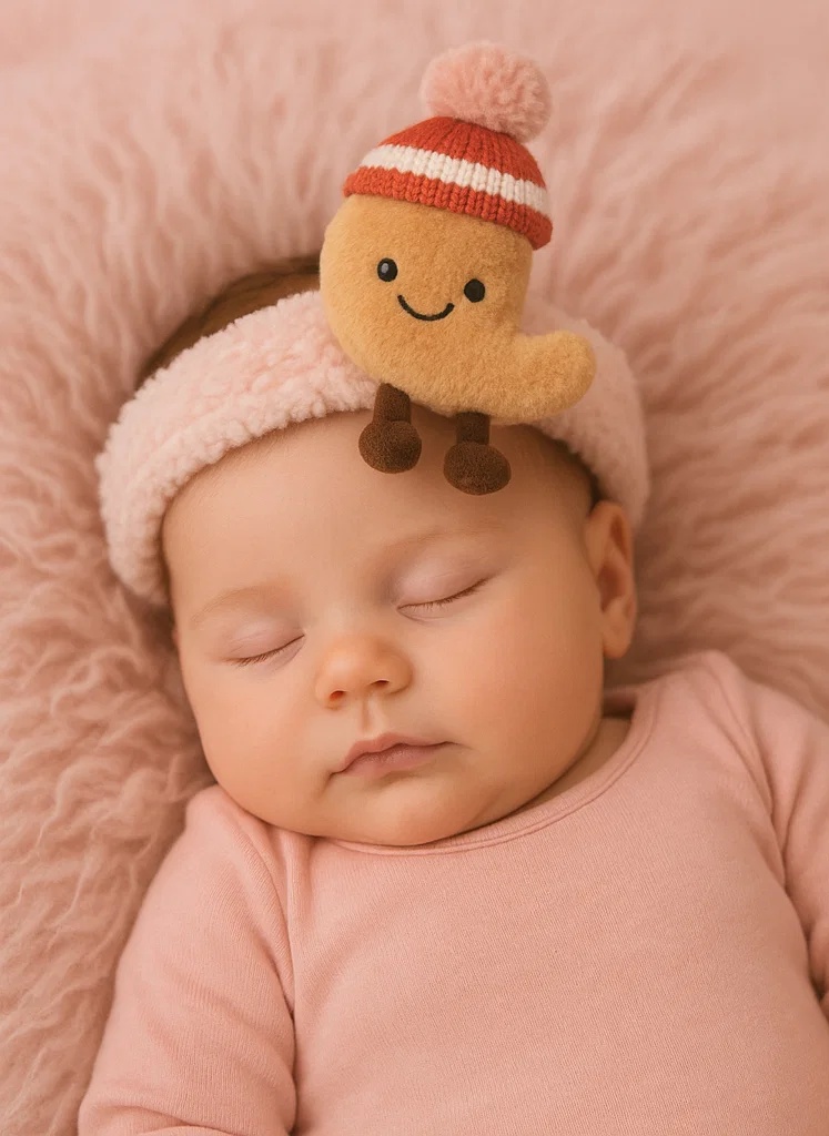 Bandeau bébé en forme de noix avec bonnet d'hiver et lunettes de ski
