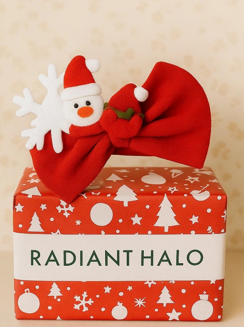 Cinta Navideña para Bebé con Papá Noel y Copo de Nieve