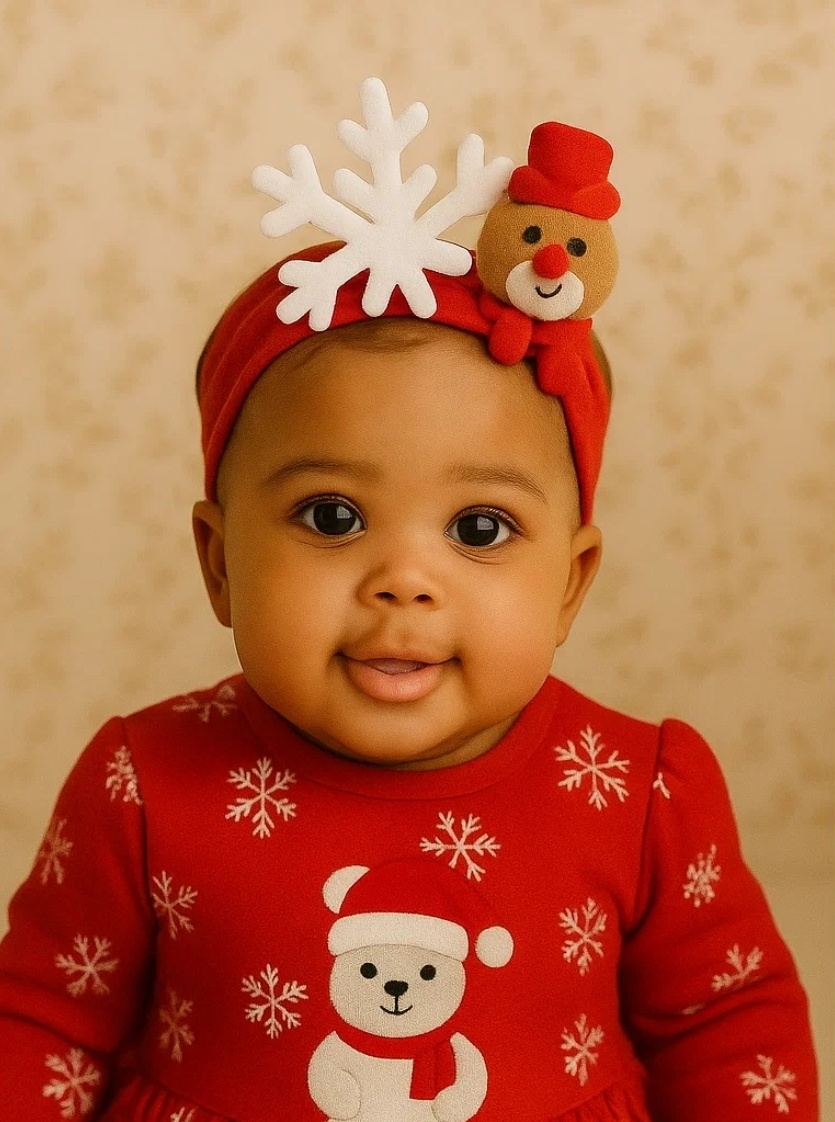 Bandeau bébé de Noël avec renne et flocon de neige