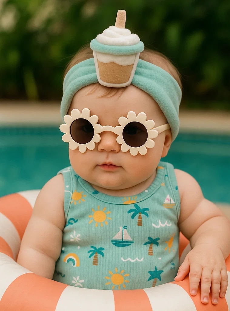 Iced Drink Baby Headband with Cream Swirl - Mint Green | 冰饮宝宝发带 - 薄荷绿奶油顶