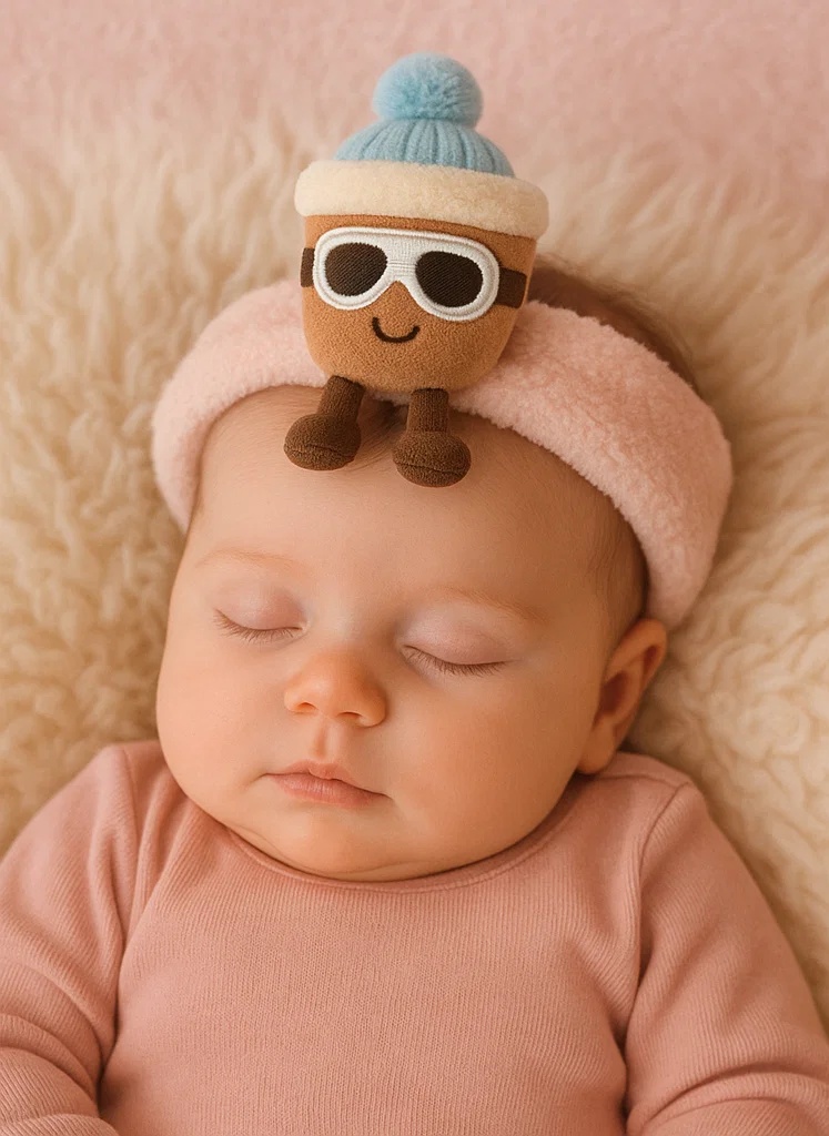 Cozy Hot Cocoa Baby Headband with Après-Ski Accessories