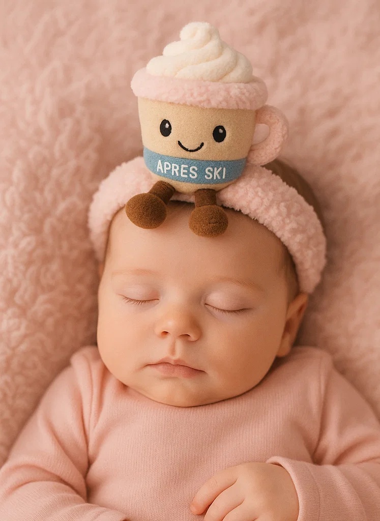 Playful Hot Cocoa Baby Headband with Ski Goggles