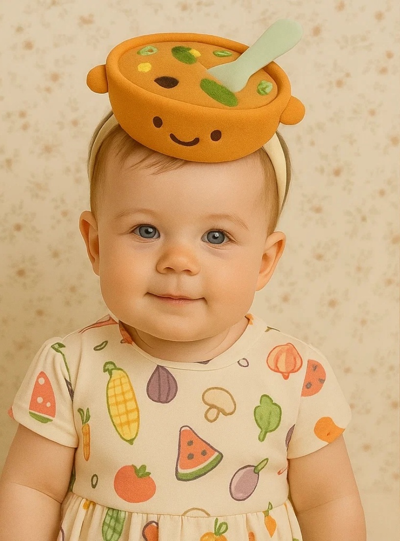 Warm and Cute Plush Headband with a Soup Twist