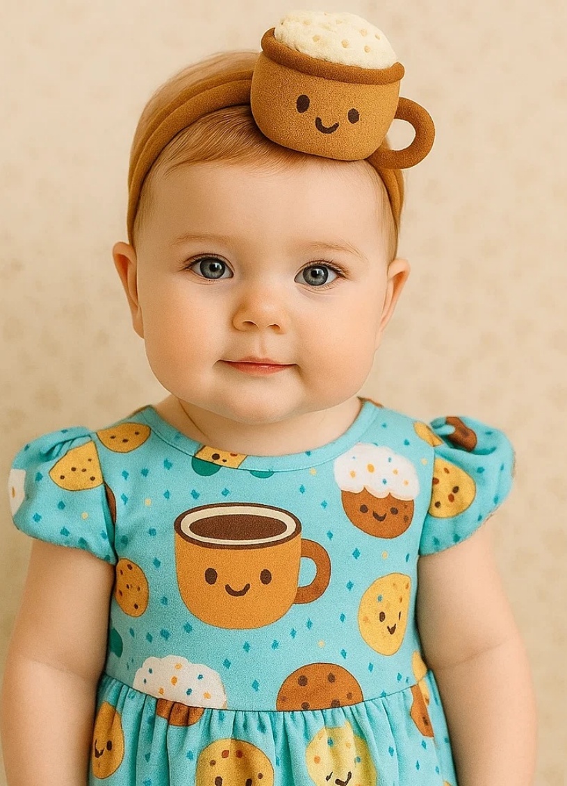 Cartoon Cupcake Headband Set (Blue Cookie Dress)