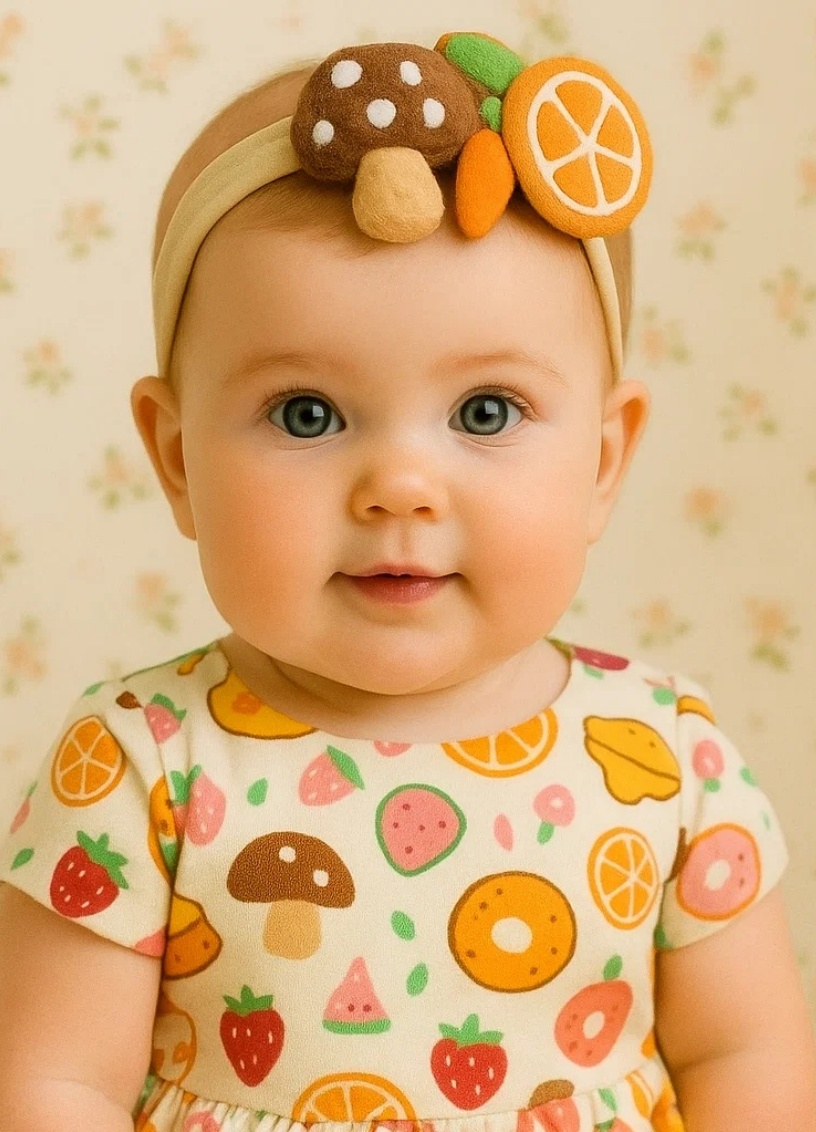 Mushroom Orange Strawberry Baby Plush Headband