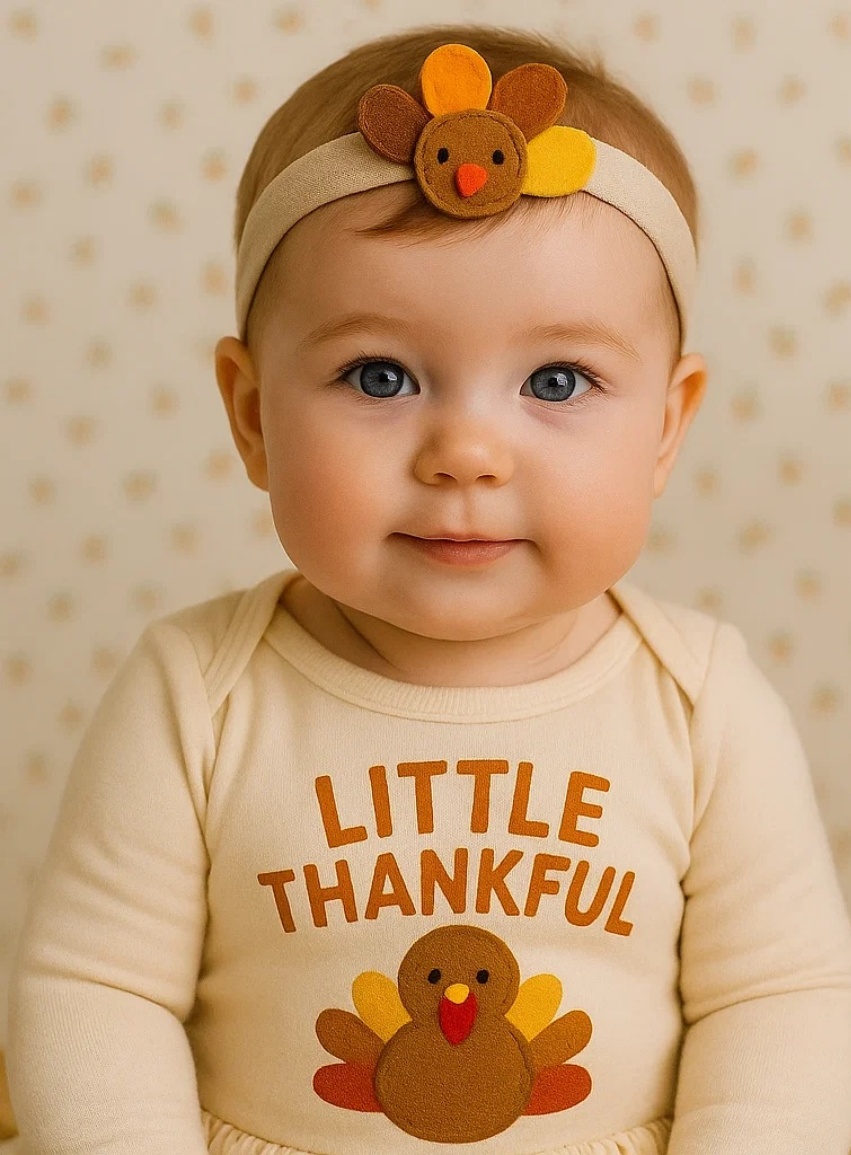 Colorful Turkey Baby Headband – Little Thankful Theme