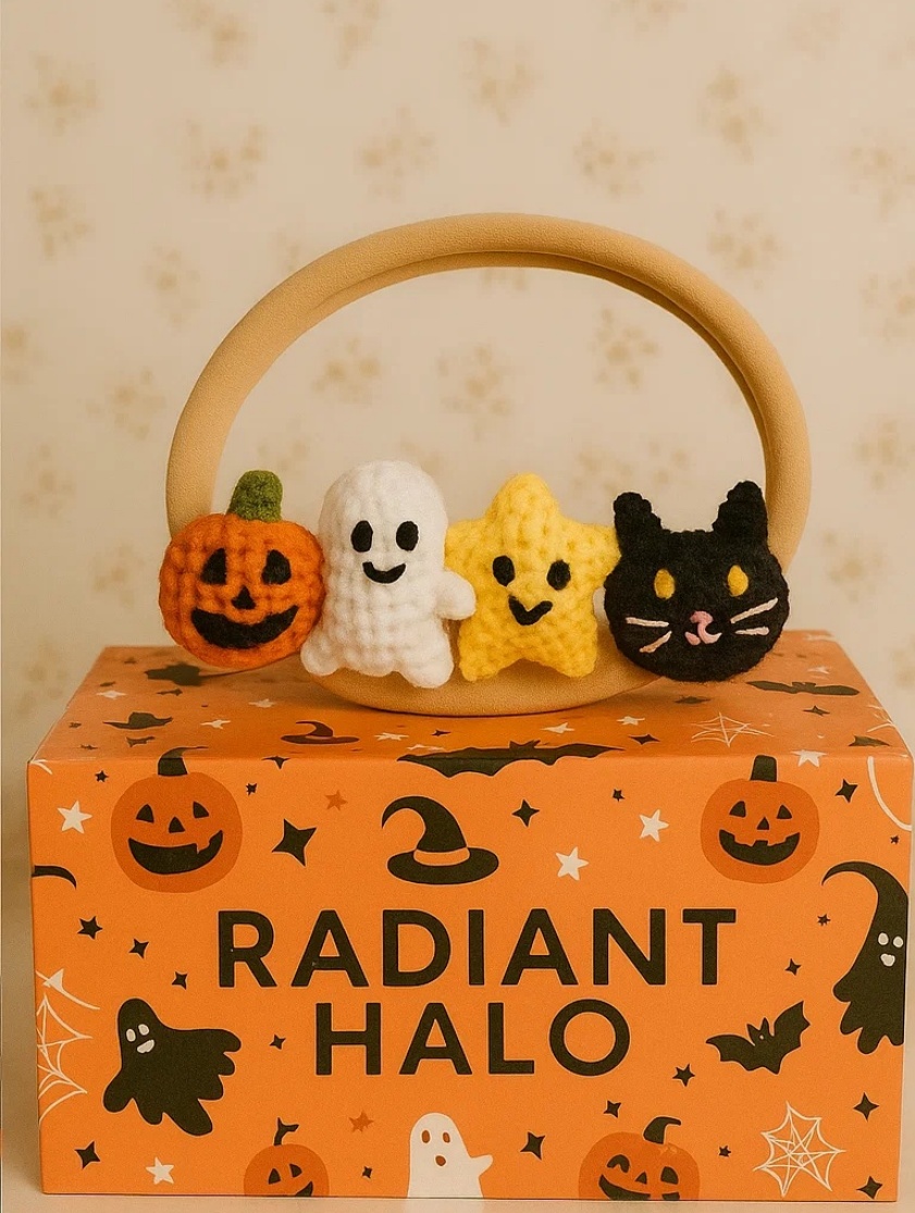 Halloween Baby Headband with Pumpkin, Ghost, Star, and Cat - Fun Spooky Accessory