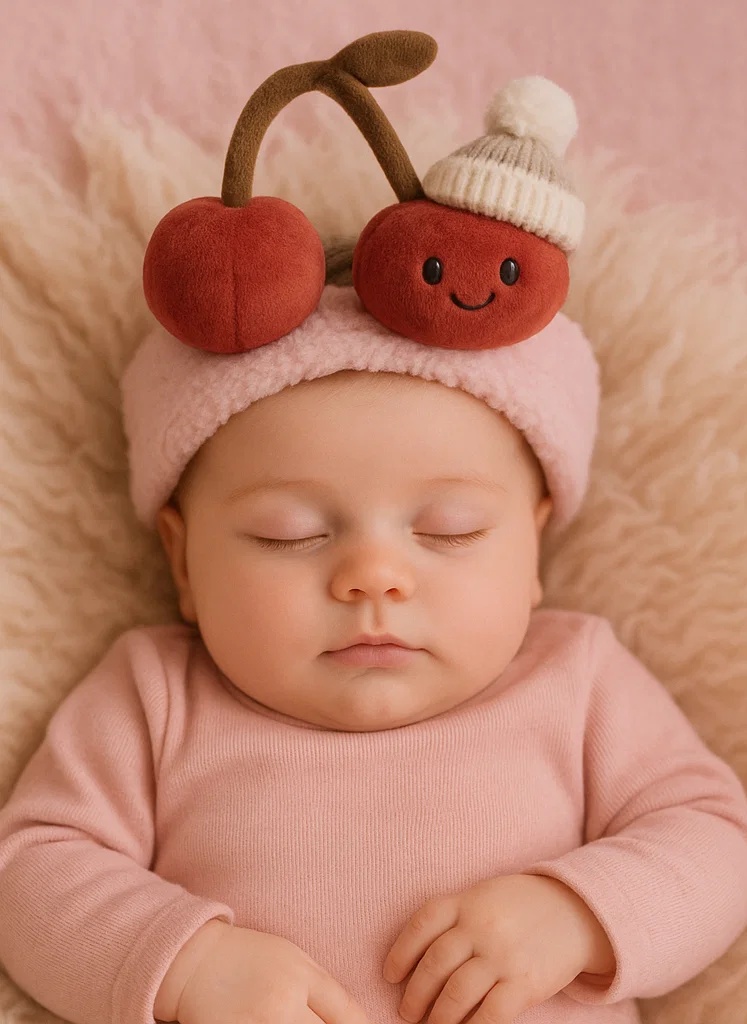 Adorable Plush Single Cherry Baby Headband – Soft, Gentle & Stylish for Newborns