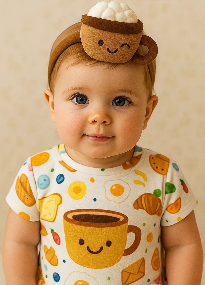 Foamy Breakfast Baby Headband Set (Breakfast Bodysuit)