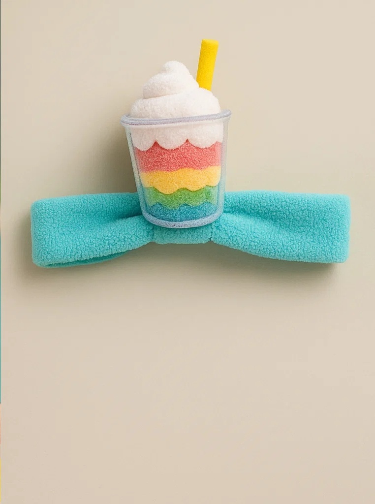 Rainbow Delight Baby Headband – Colorful Drink Plush Design for Cute Summer Style