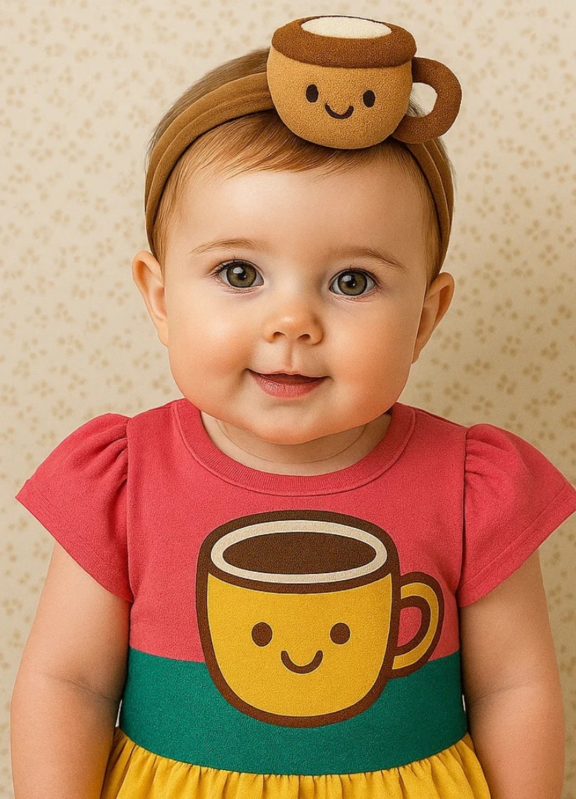 Radiant Halo Coffee Angel Headband Set (Colorblock Dress)