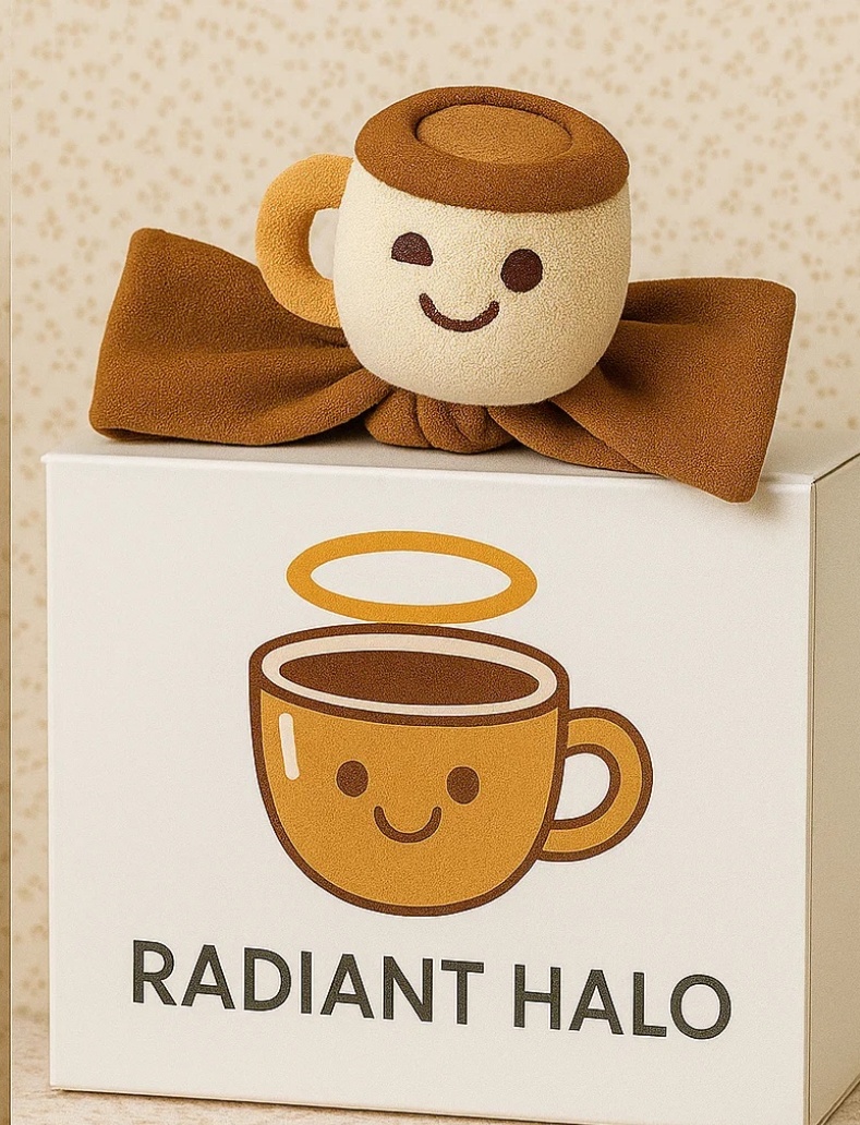 Radiant Halo Coffee Angel Headband Set (Colorblock Dress)