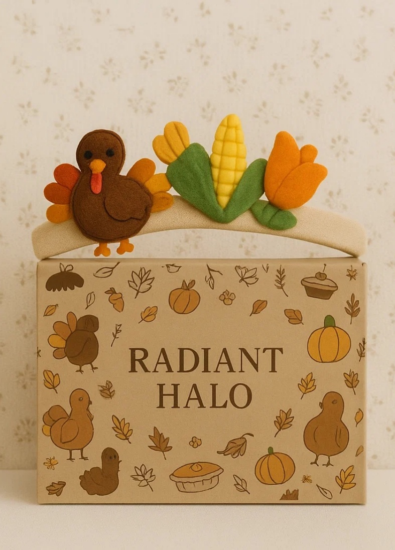 Harvest Joy Baby Headband with Turkey & Tulip Felt