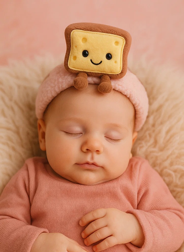 Adorável Faixa de Cabeça para Bebê com Forma de Queijo