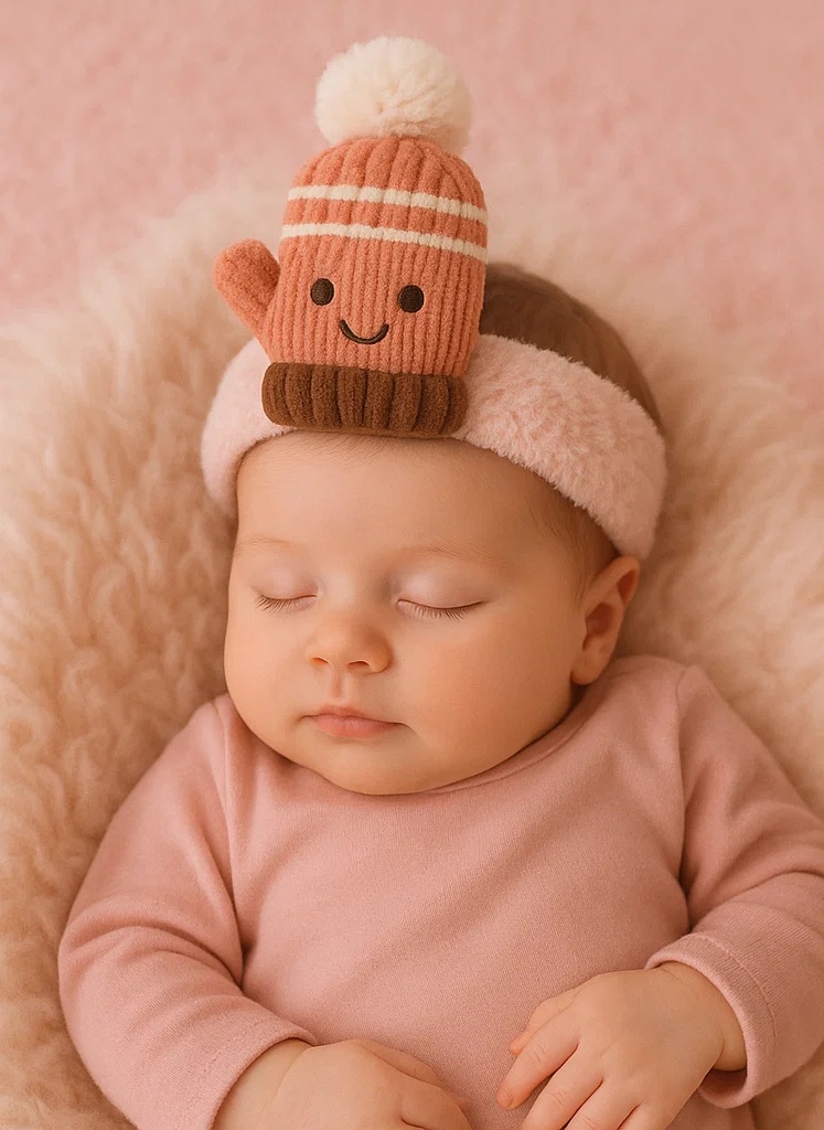 Adorable Baby Headband with Mittens and Après Ski Label