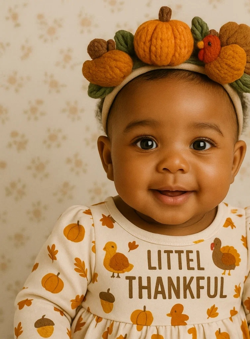Autumn Charm Baby Headband with Pumpkins & Acorns