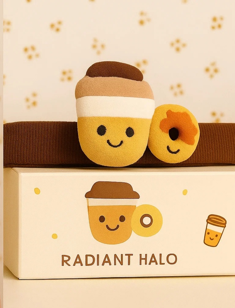 Latte & Donut Baby Headband Set (Cream Coffee Dress)