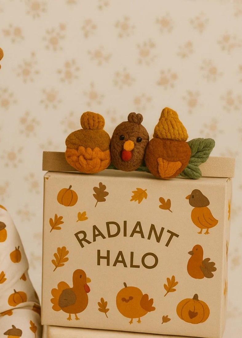 Autumn Charm Baby Headband with Pumpkins & Acorns