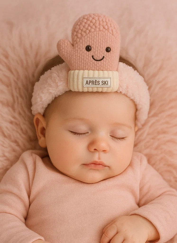 Cute Baby Headband with Mittens and Furry Trim