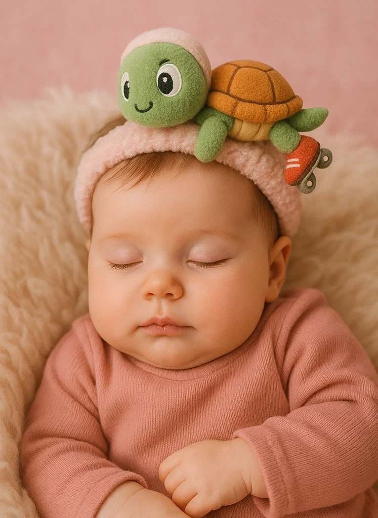 Cute Roller Skating Baby Headband with Turtle Design