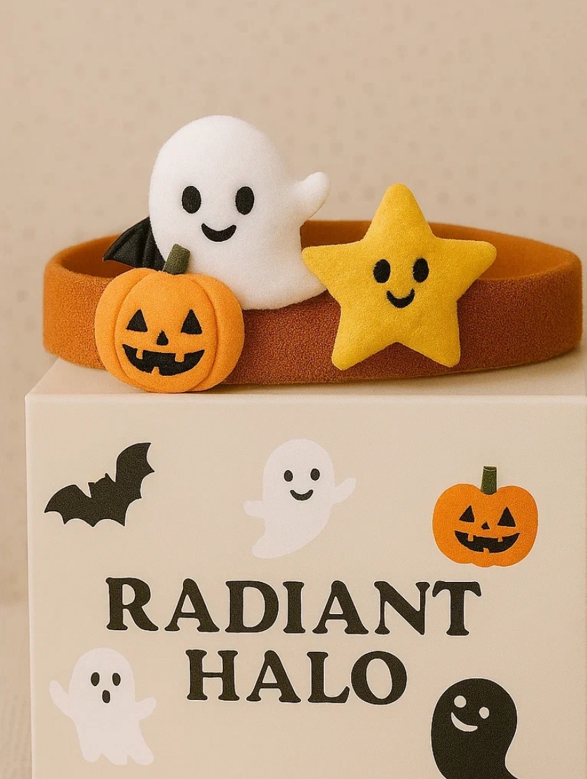 Halloween Ghost & Pumpkin Baby Headband – Soft and Adorable