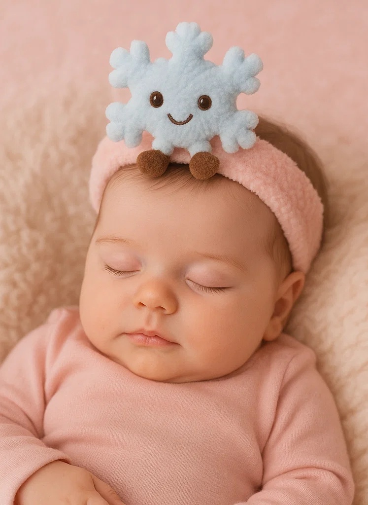 Cute Snowflake Baby Headband in Soft Blue