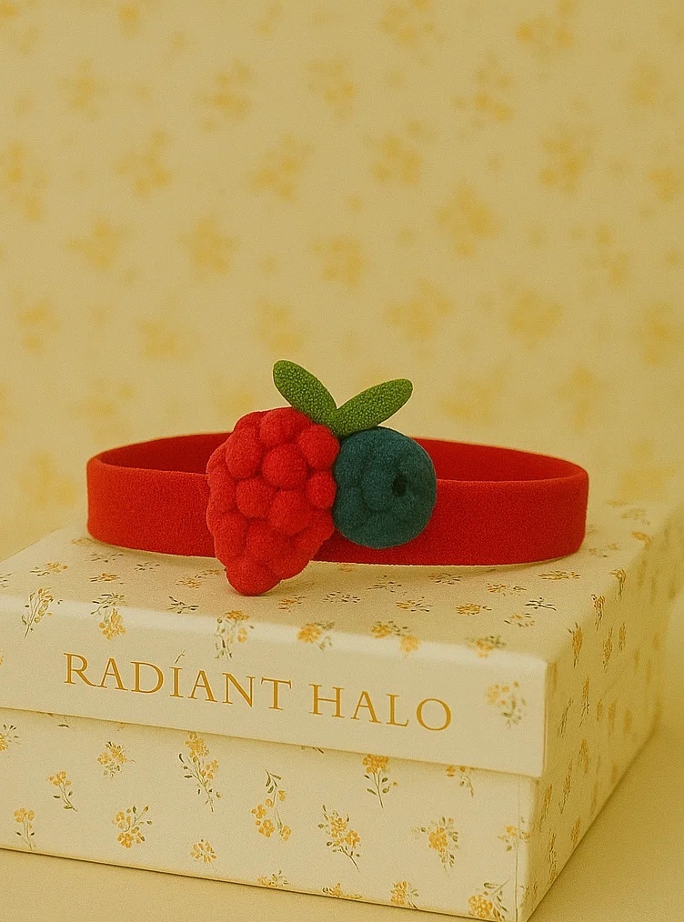 Raspberry Baby Headband with Plush Fruit Design