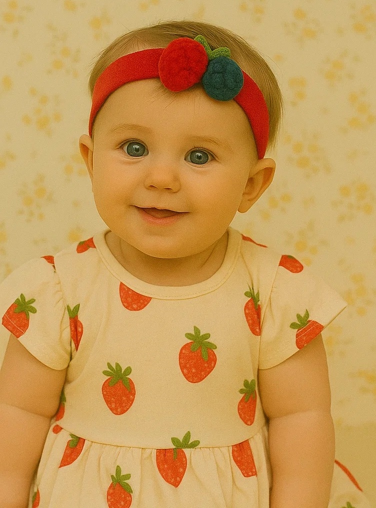 Raspberry Baby Headband with Plush Fruit Design