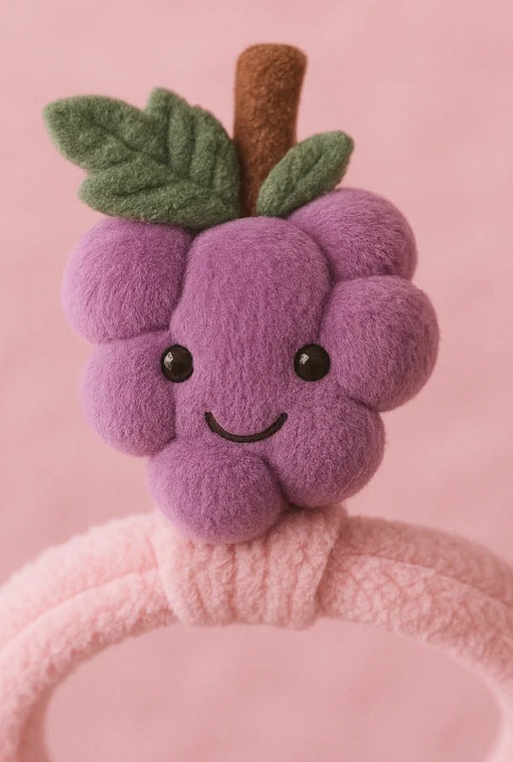 Divertida y cálida banda para la cabeza de peluche de fruta para bebés (Uva)