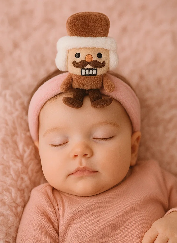 Nutcracker Plush Baby Headband – Soft Fleece Christmas Infant Hair Accessory
