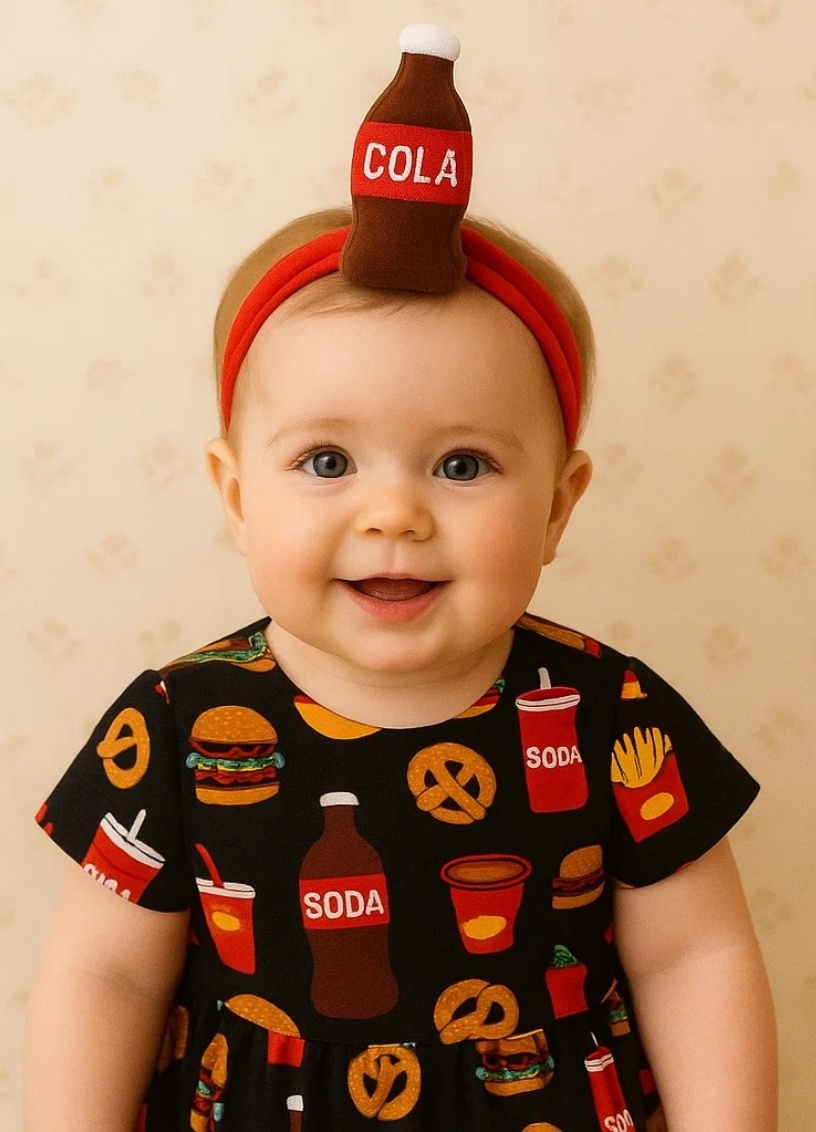 Ensemble Bandeau Bébé Bouteille de Soda (Robe Fast-Food)