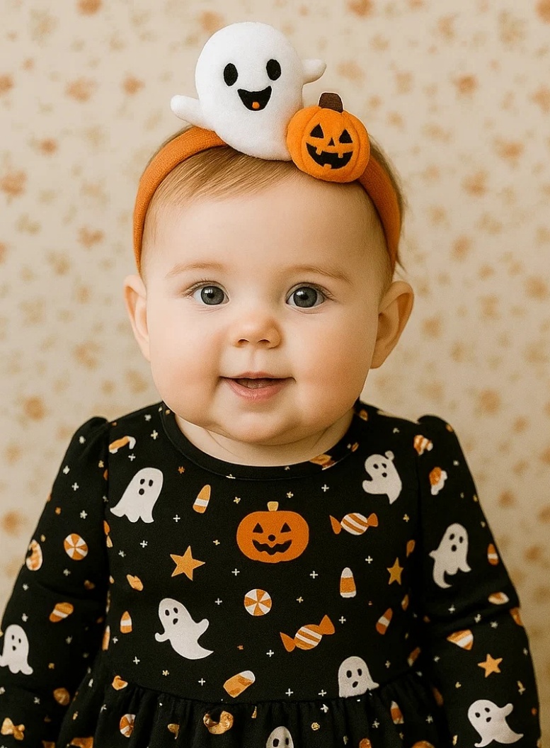 Pumpkin Patch Ghost Baby Headband – Halloween Fun