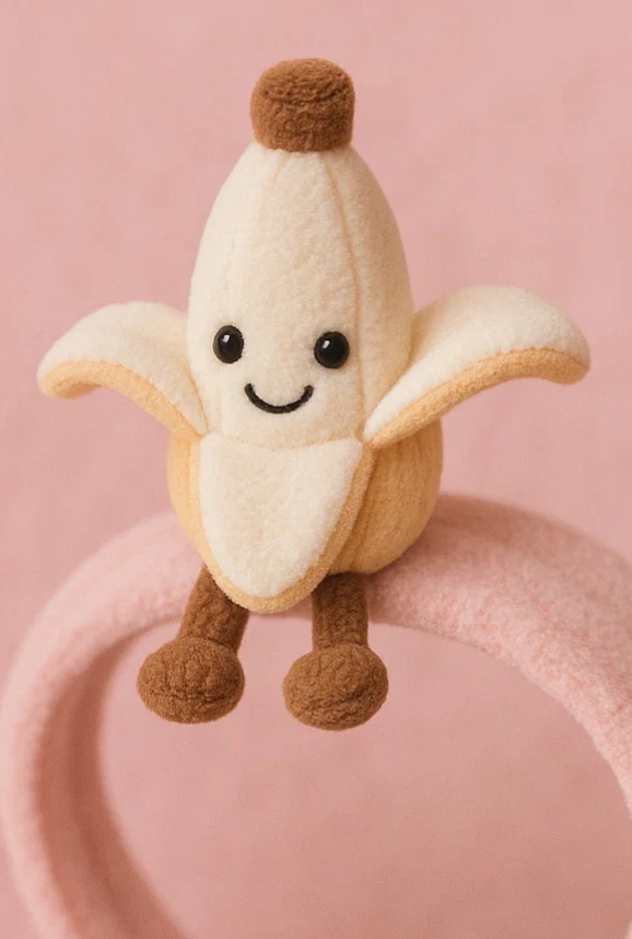 Soft Banana Plush Headband for Babies with a Smiling Face