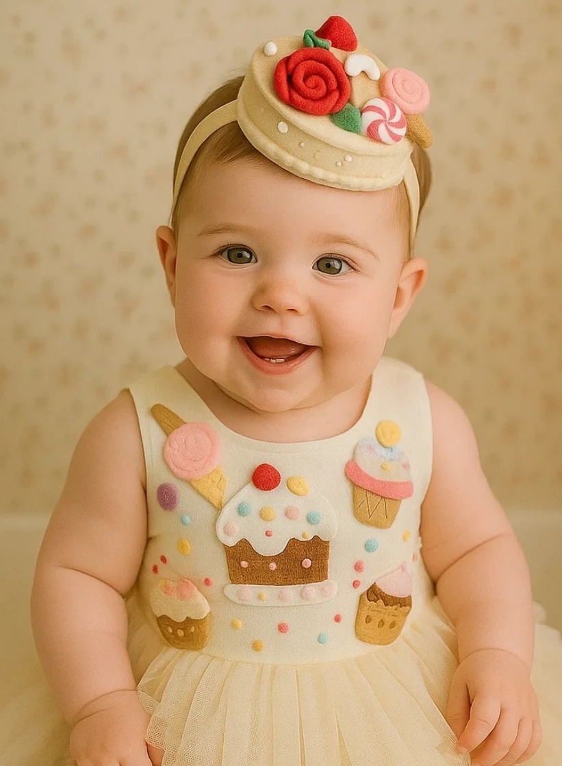 Diadema Pastel de Fiesta para Bebés – Dulce y Floral