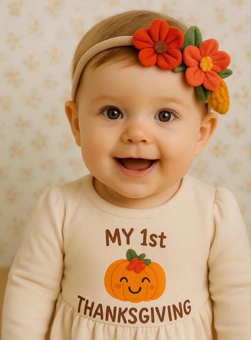 Herbstliche Blumen‑& Maiskopfband für Babys – Radiant Halo