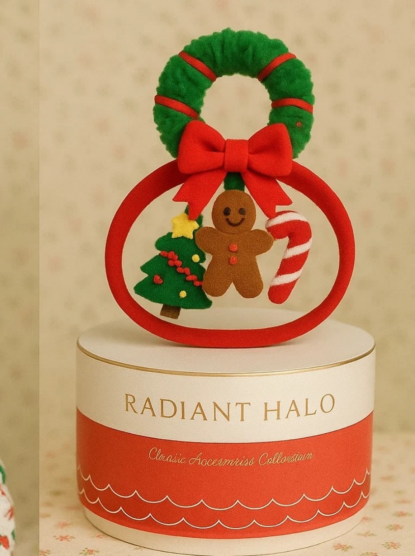 Classic Christmas Wreath & Gingerbread Plush Baby Headband
