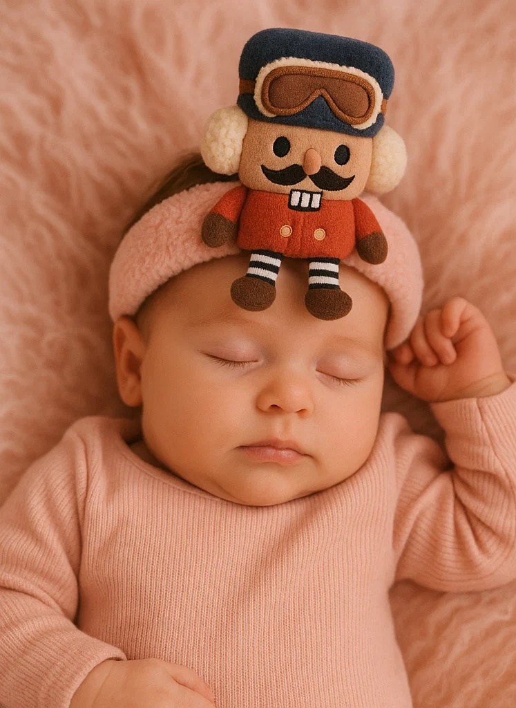 Pilot Nutcracker Plush Baby Headband – Cozy Winter Infant Hairband