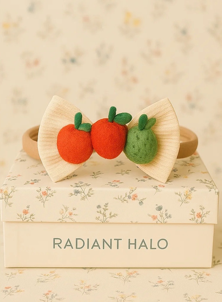 Apple and Pear Fruit Bow Headband with Plush Designs
