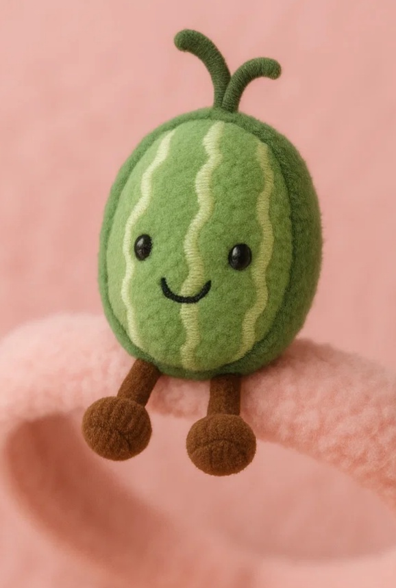 Cute Watermelon Plush Baby Headband with Sweet Expression