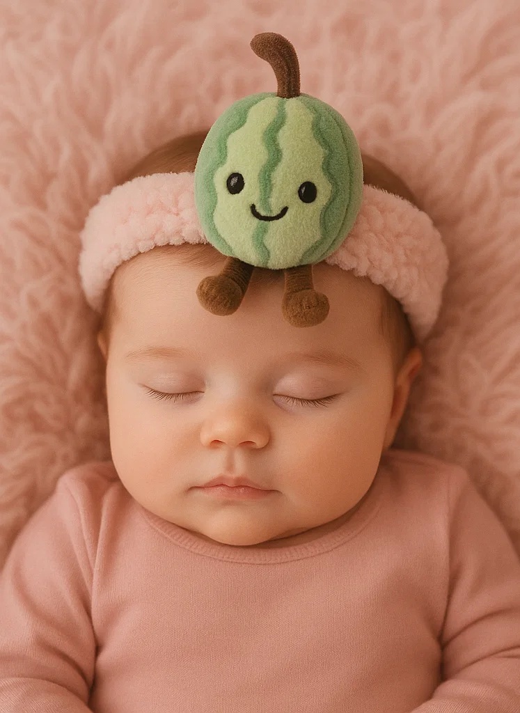 Plush Watermelon Baby Headband with Cute Expression