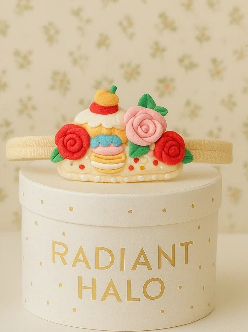 Bandeau Bébé Gâteau Fleur – Élégance Douce pour Premiers Anniversaires