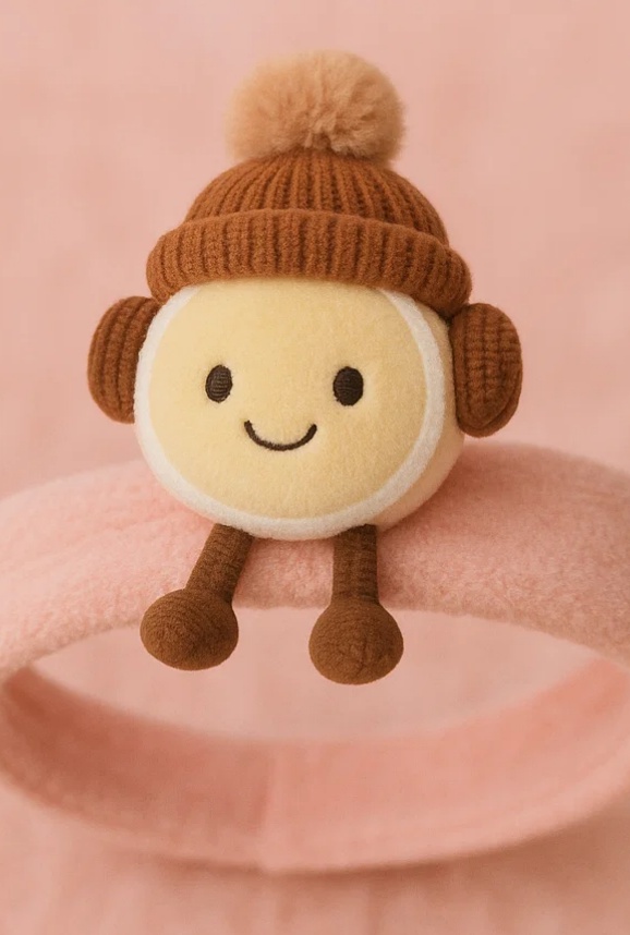 Niedliches Baby Haarband mit Pomponmütze für winterlichen Spaß