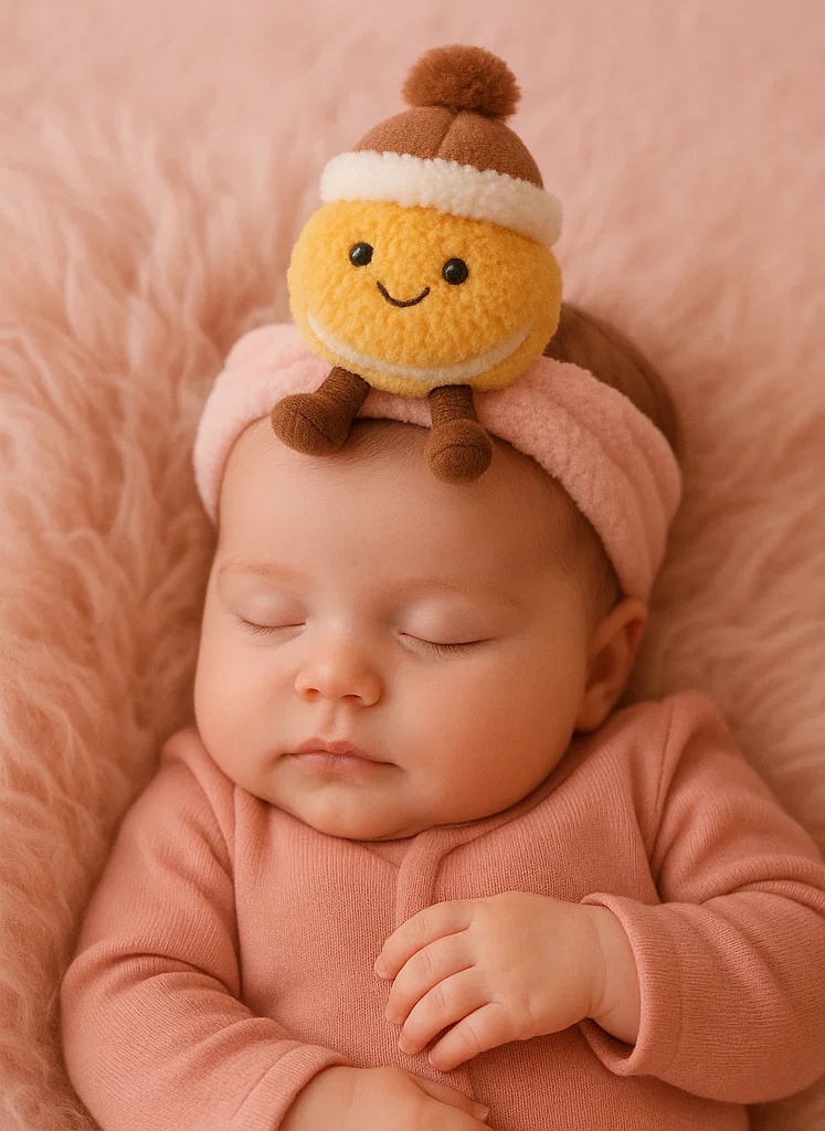 Adorable diadema para bebé con gorro de pompom para una sensación acogedora