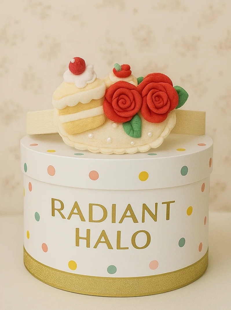 Tiara de Aniversário Bebê com Flores e Bolo – Artesanal Doce