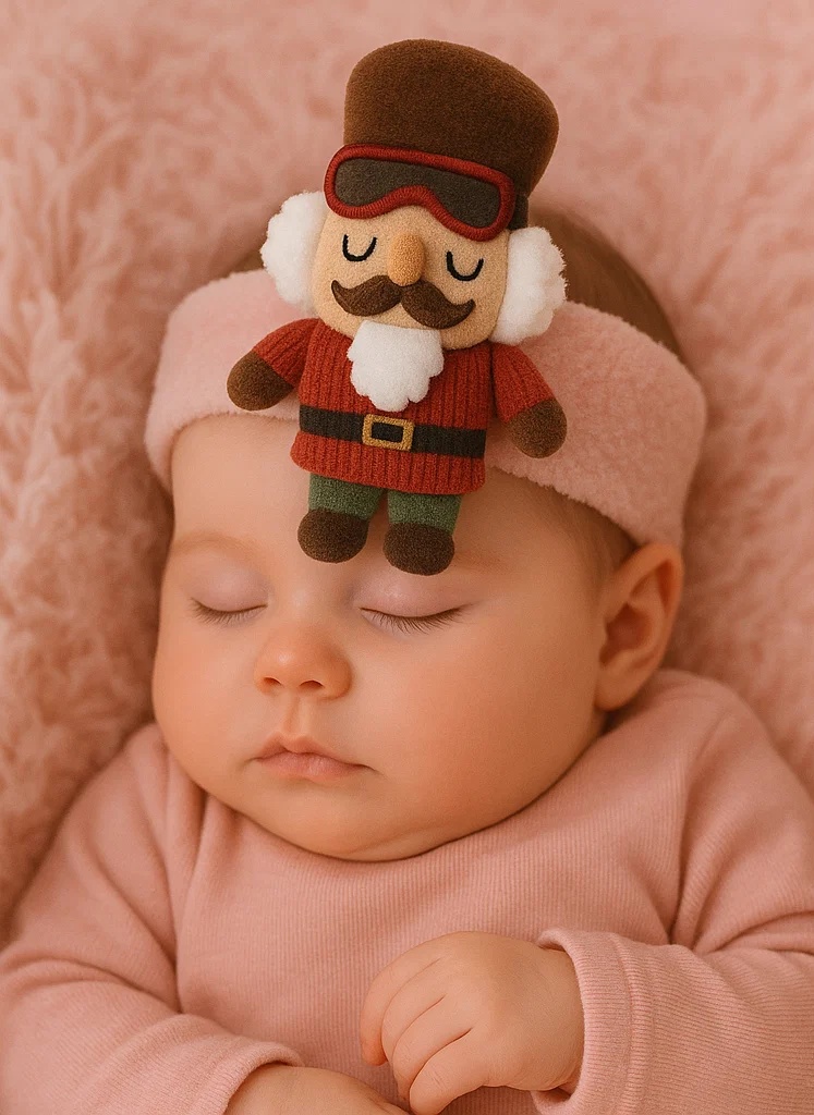 Santa Nutcracker Plush Baby Headband – Holiday Fleece Infant Accessory