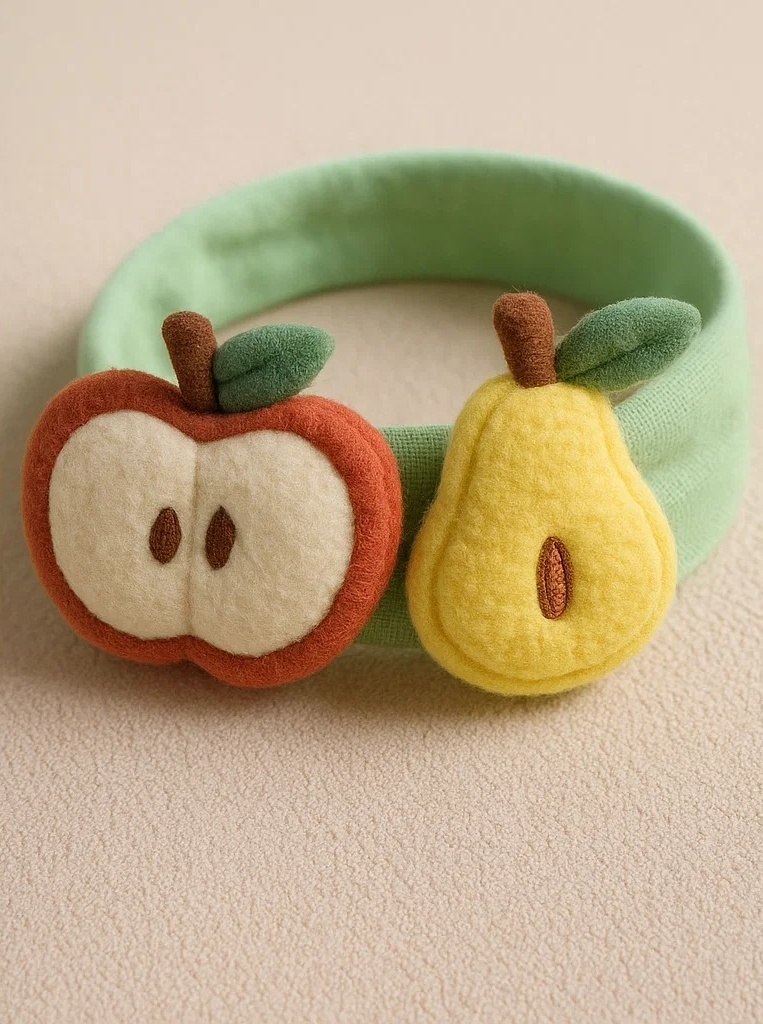 Sliced Apple & Pear Infant Headband – Soft Dual Fruit Design for Kids