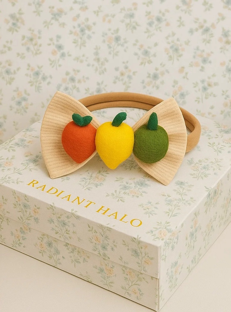 Bandeau para bebê com design de frutas - Limão, Laranja e Maçã