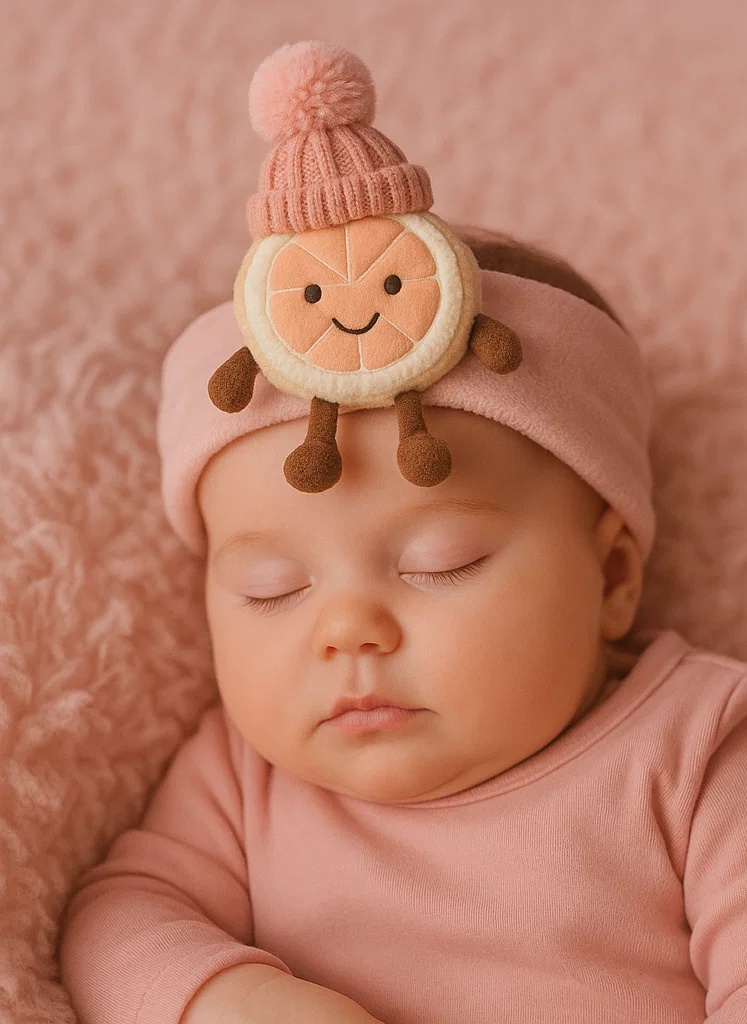 Charmant bandeau pour bébé avec bonnet à pompon pour l'hiver